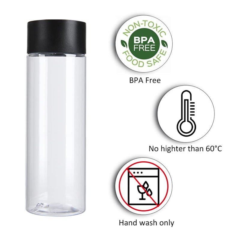 zmybcpack 24 Pack 10 OZ (300 ml) Clear PET Plastic Juice Bottles with Black Lids - Plastic Smoothie Bottles Ideal for Juice, Milk, Homemade Beverages - Image 3